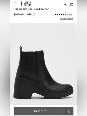 Eileen Fisher Kat Black Chelsea Lug Heel Boot - Women
